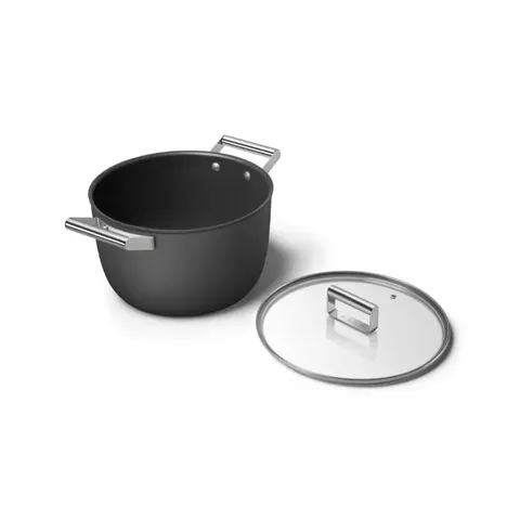 Smeg 26cm Black Casserole with lid