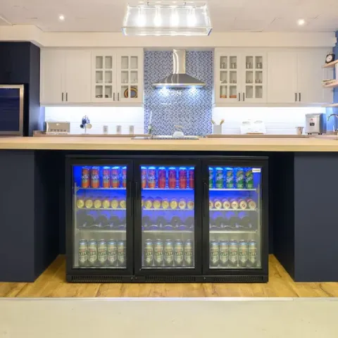 SnoMaster 300L 3-Door Black Beverage Cooler SD300 lifestyle