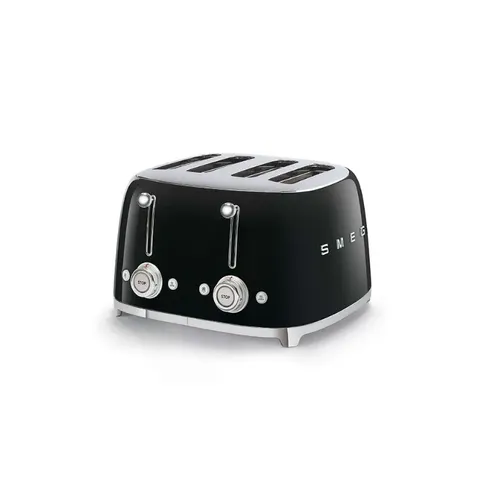 Smeg 4 Slice Black Square Toaster TSF03BLSA