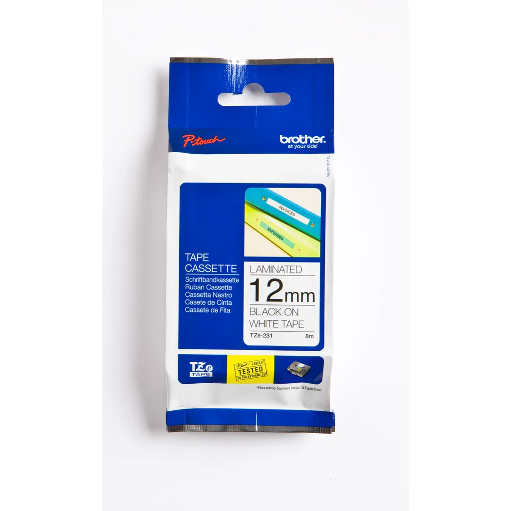 Brother ptouch fabric labelling tape blue on white 12mm x 3m T Waltons