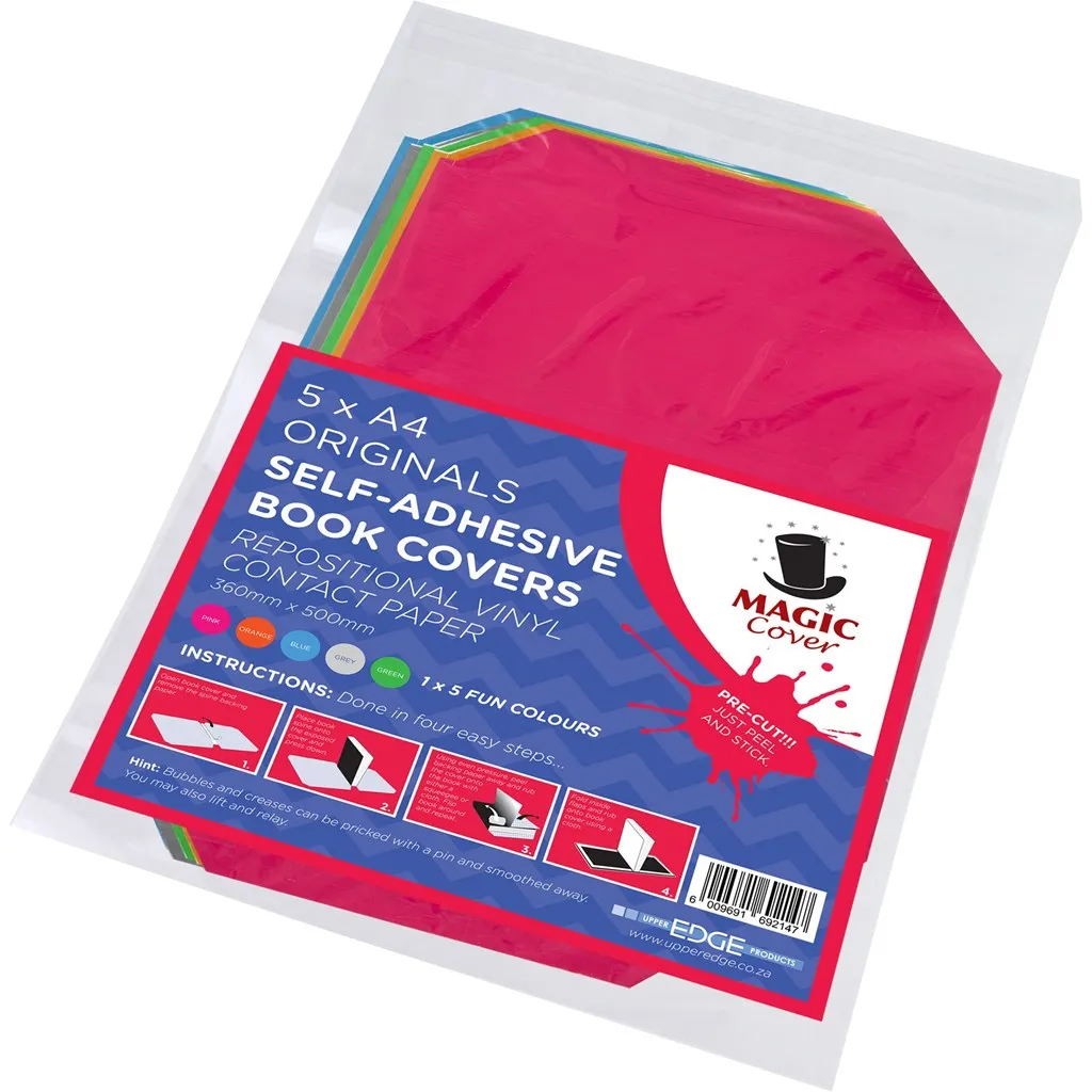 Coloured Self Adhesive Book Covers A4 PreCut Assorted Colours Waltons