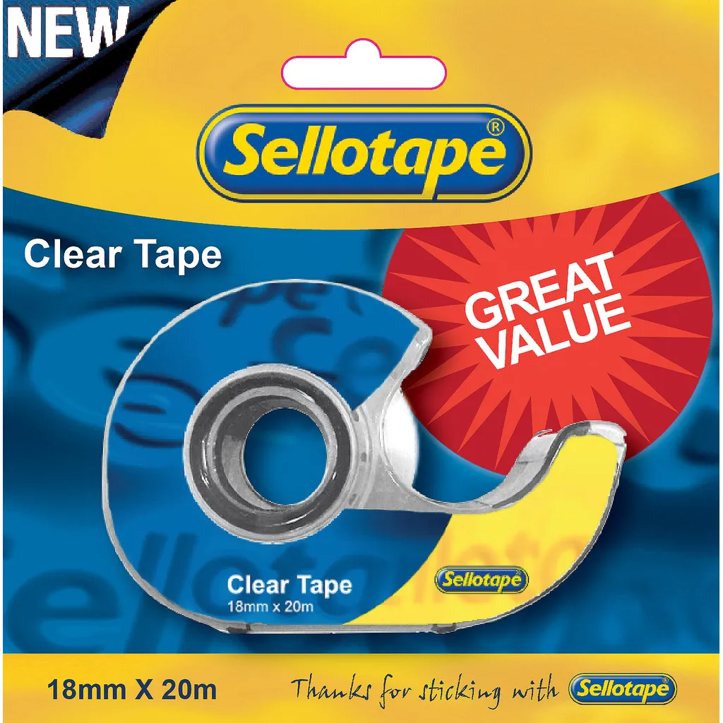 Sellotape Crystal Clear Tape In Dispenser 18mm X 20m Waltons