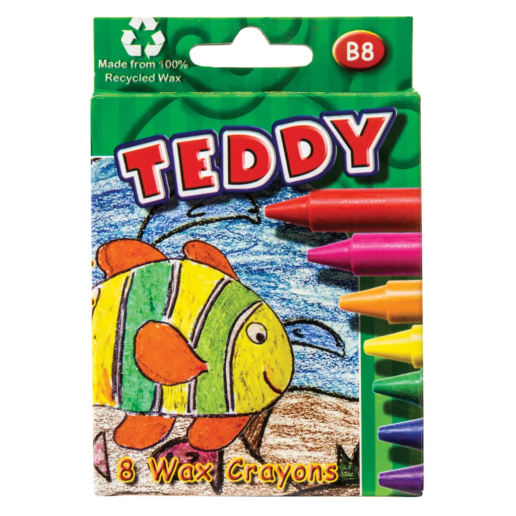 Teddy B8 Wax Crayons Jumbo Size Set Of 8 Waltons