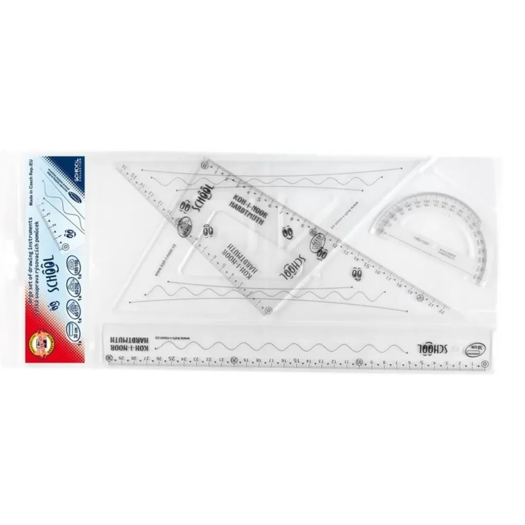 KohINoor Large Geometry School Set (30cm Ruler Set Squares & Protractor) Waltons Back To