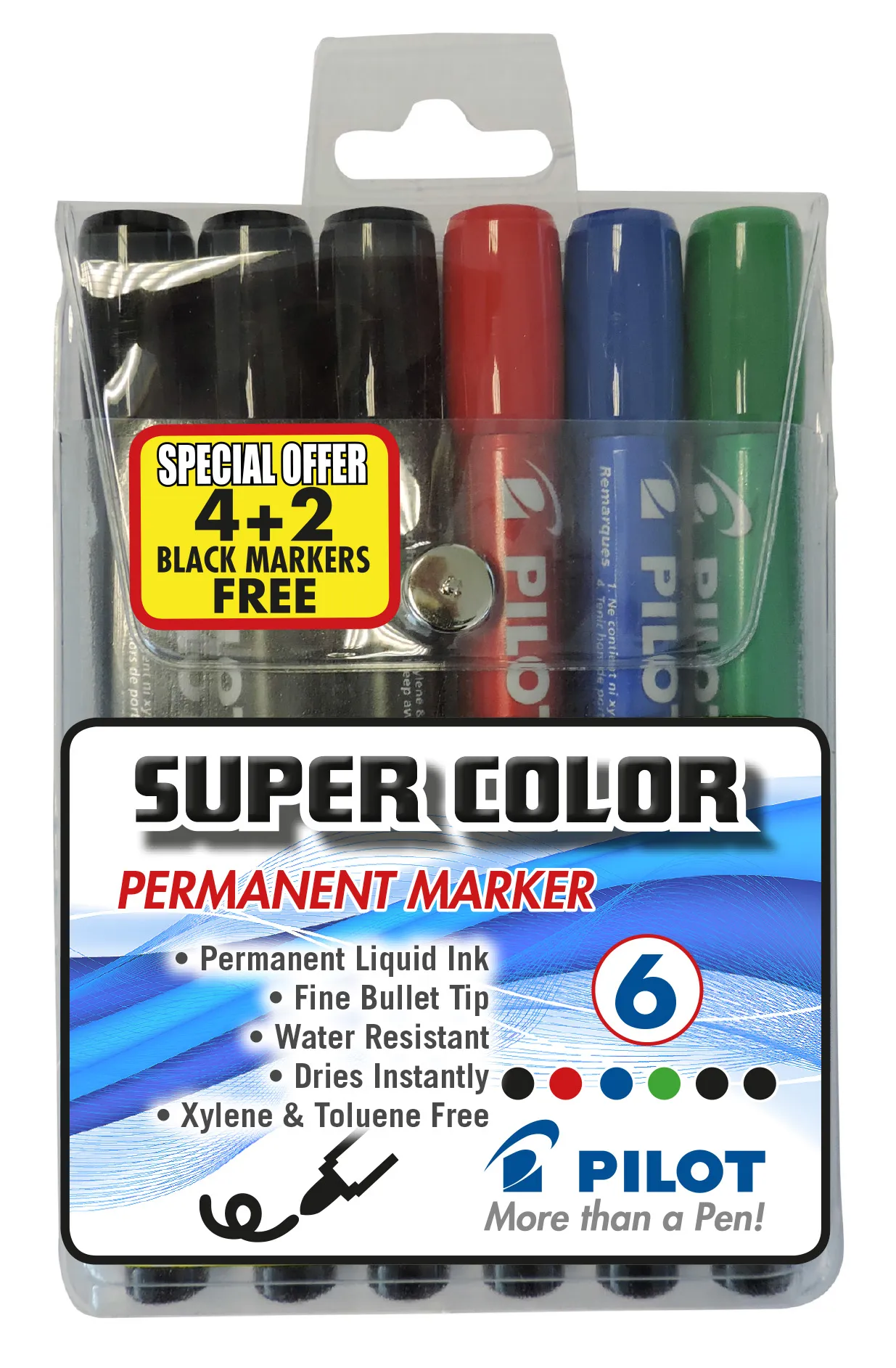 Pilot 100 Permanent Markers Set Of 4 + 2 Bullet Point | Waltons