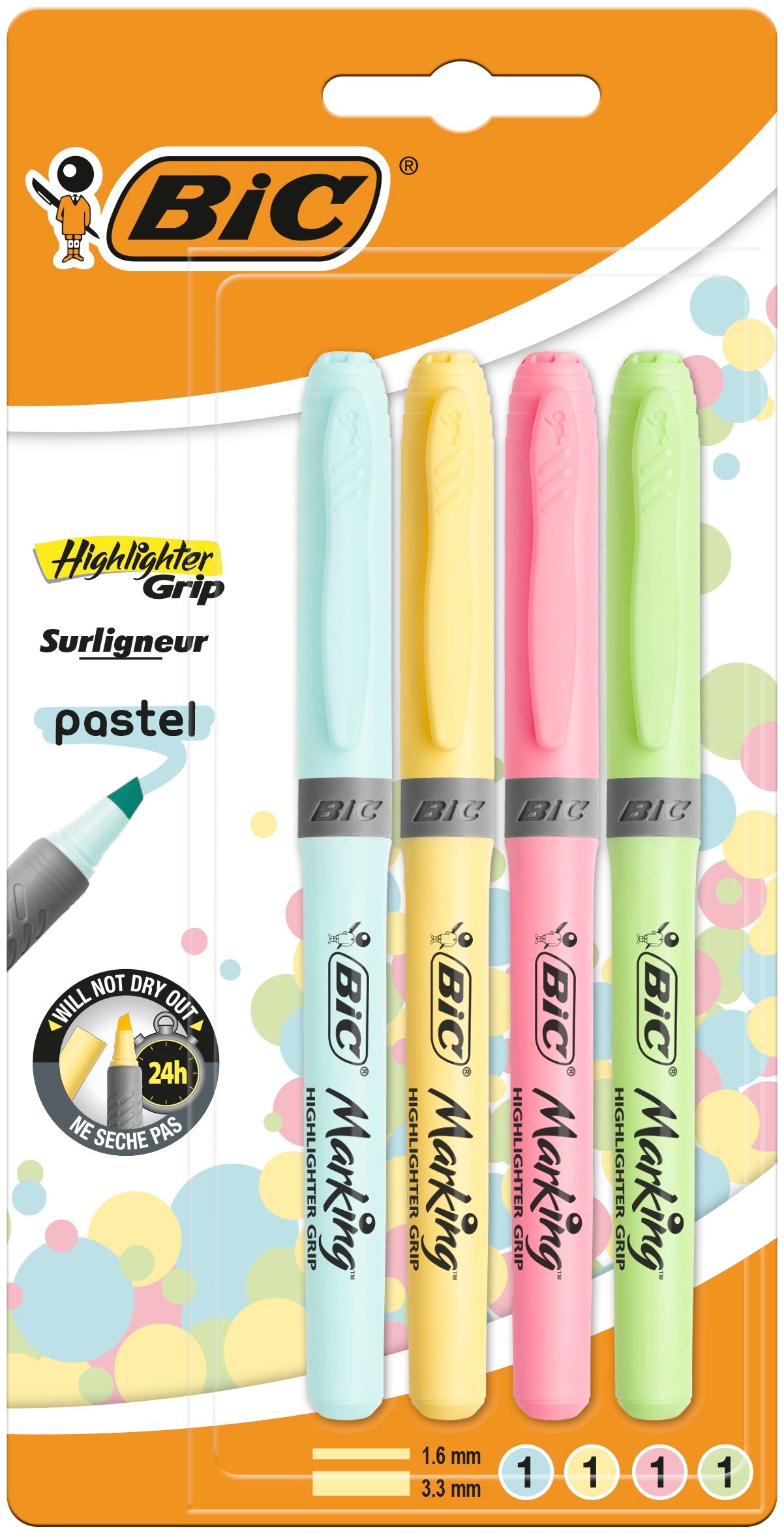 Bic Marking Highlighter Grip Pastel Set 4 Bidvest Waltons Back To School