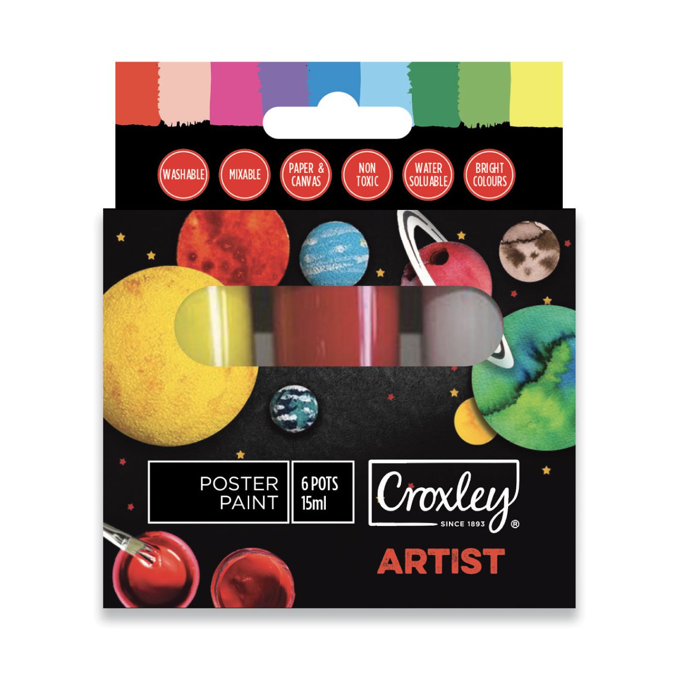 Croxley Poster Paint (15ml) Set 6 Assorted Colours Waltons Back To