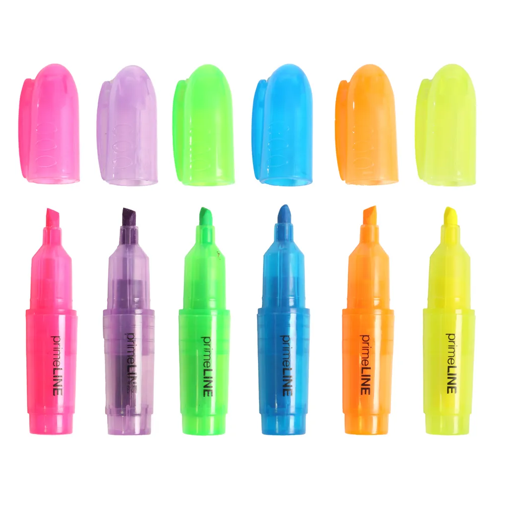 Waltons Primeline Mini Highlighter Set Of 6 Assorted Colours Waltons