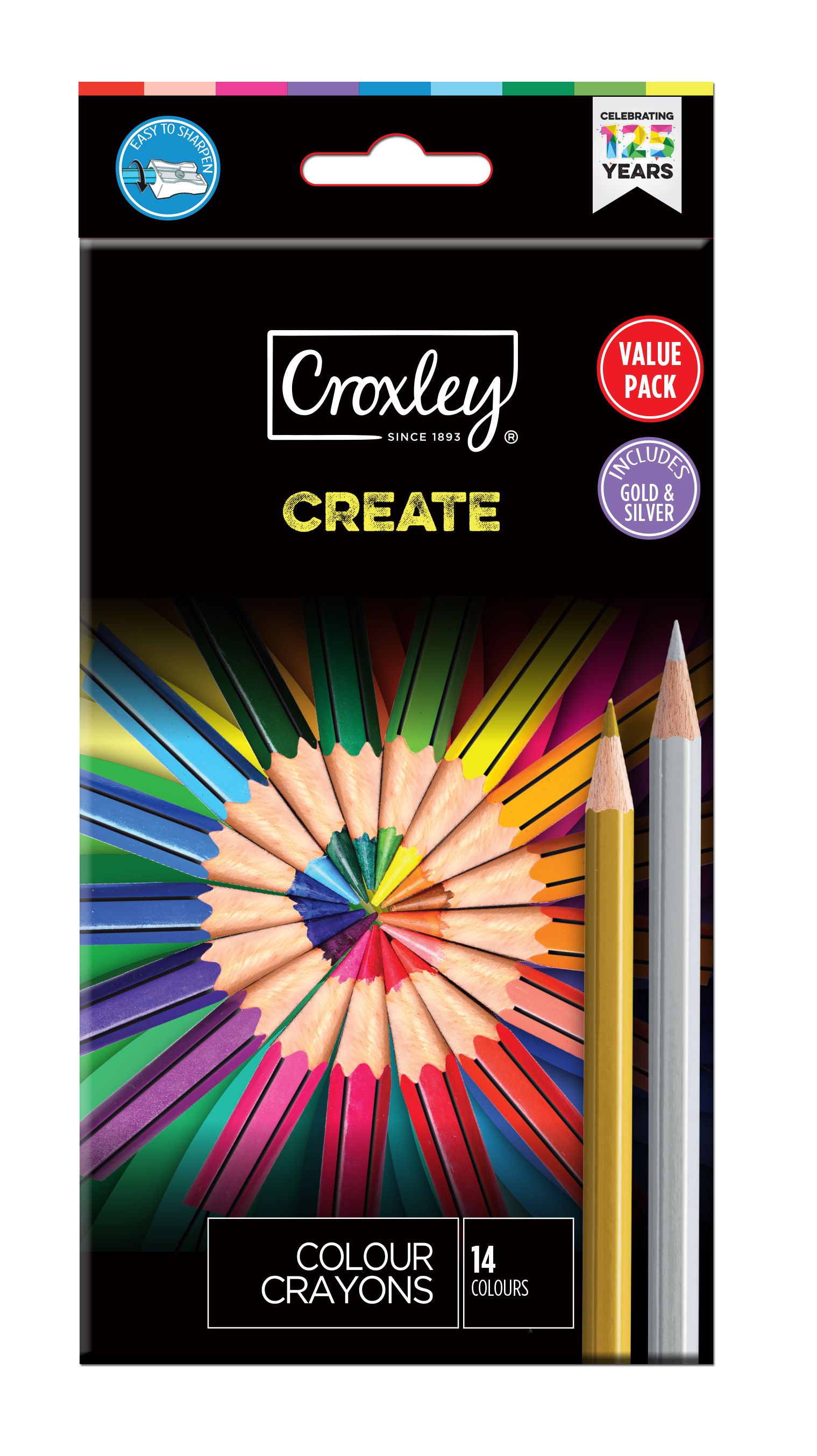 Croxley Create Wood Free Pencil Crayons Set Of 14 Including G