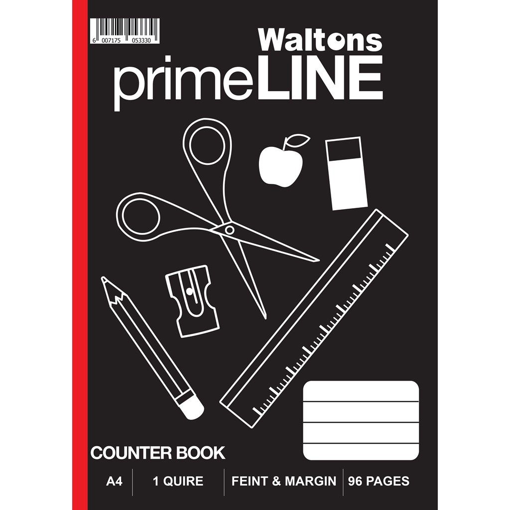 Waltons Primeline Hard Cover A4 96 Pg 1 Quire Feint Ruled Waltons