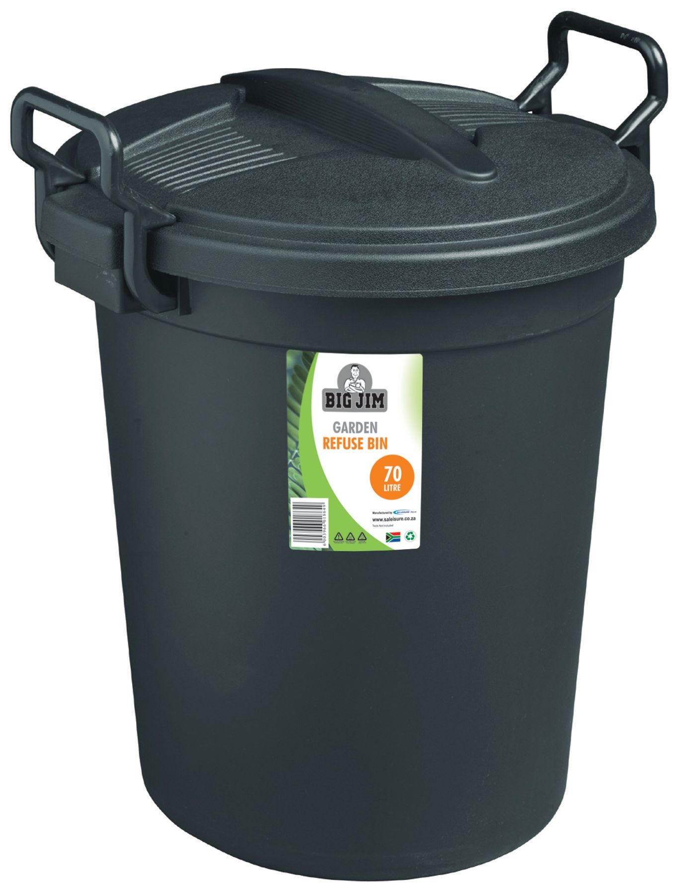 Big Jim 70Lt Garbage Bin Black Waltons