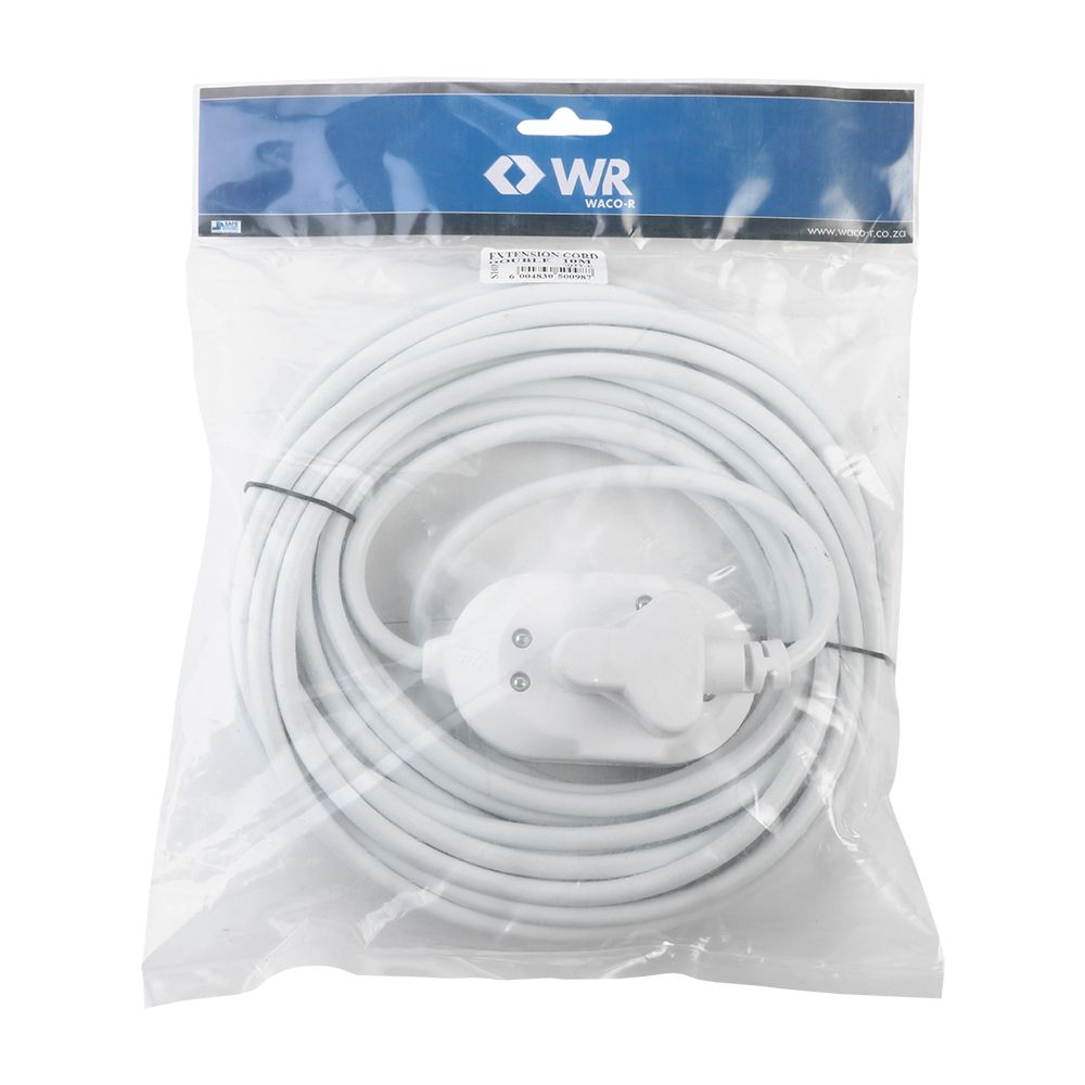 Voltex white extension cord without reel 10m sabs 2 x 16a 8052/0760