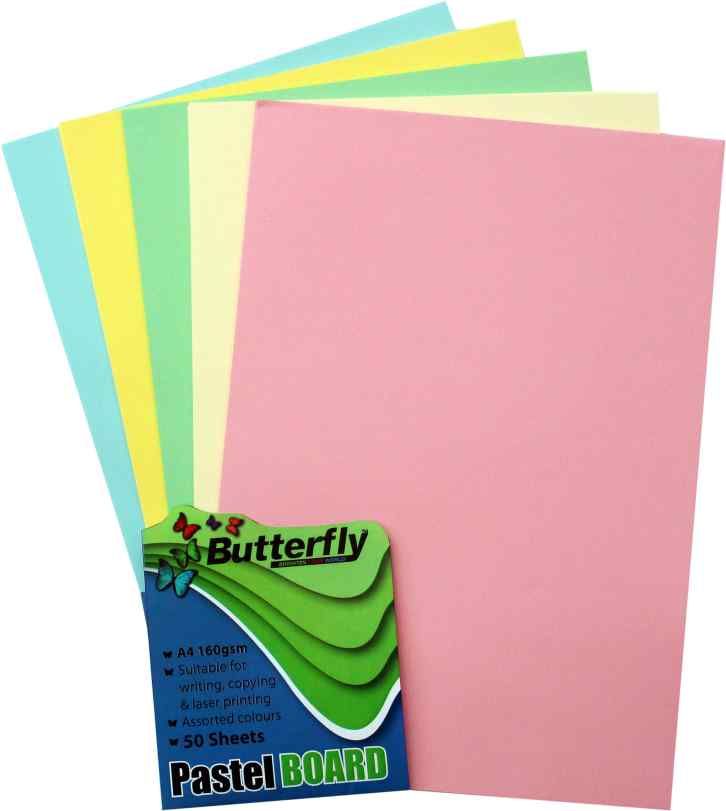 Butterfly Pastels Board A4 160gsm Board Pack 50 Waltons
