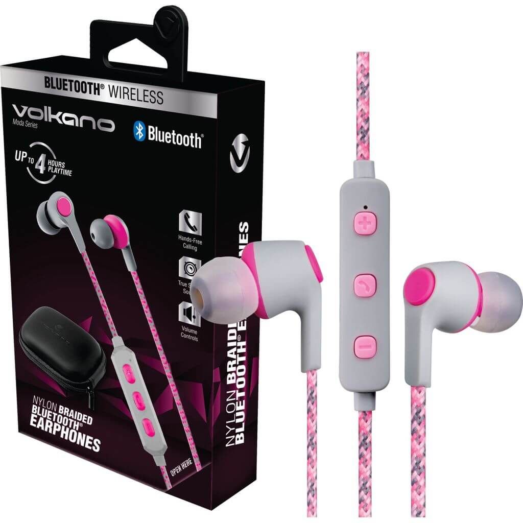 Volkano Moda Series Bluetooth Wireless Earphones With Mic & Carry Case