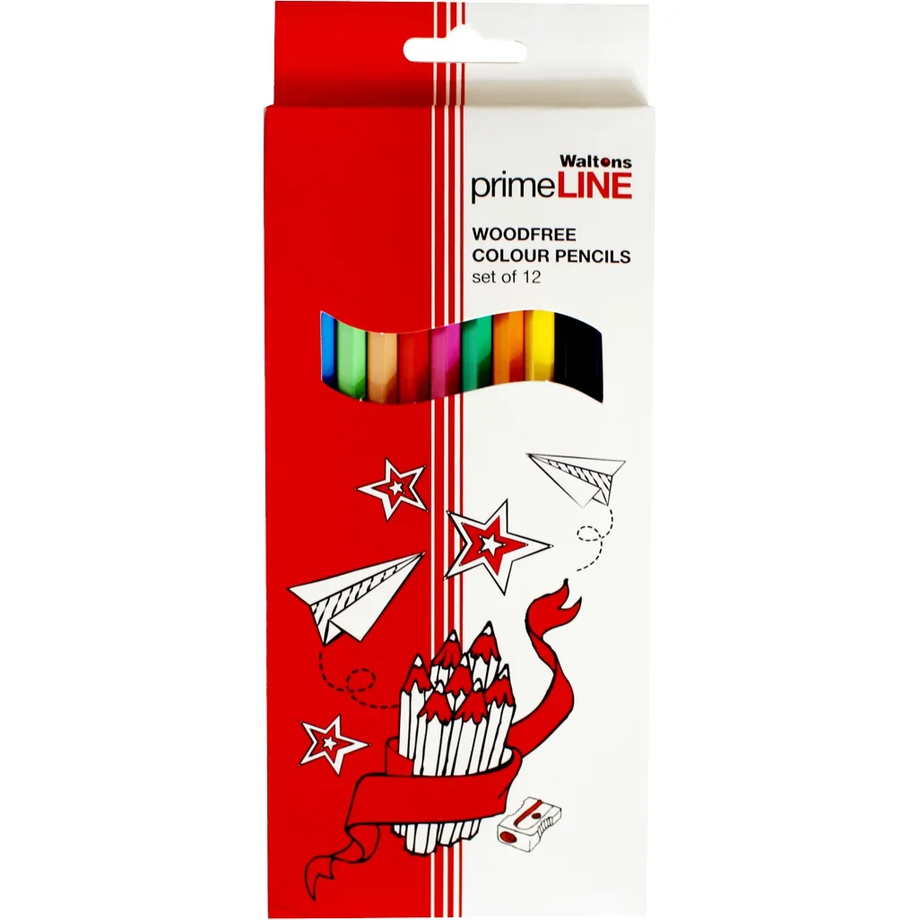 Waltons Primeline Woodfree Jumbo Colouring Pencils Set of 12