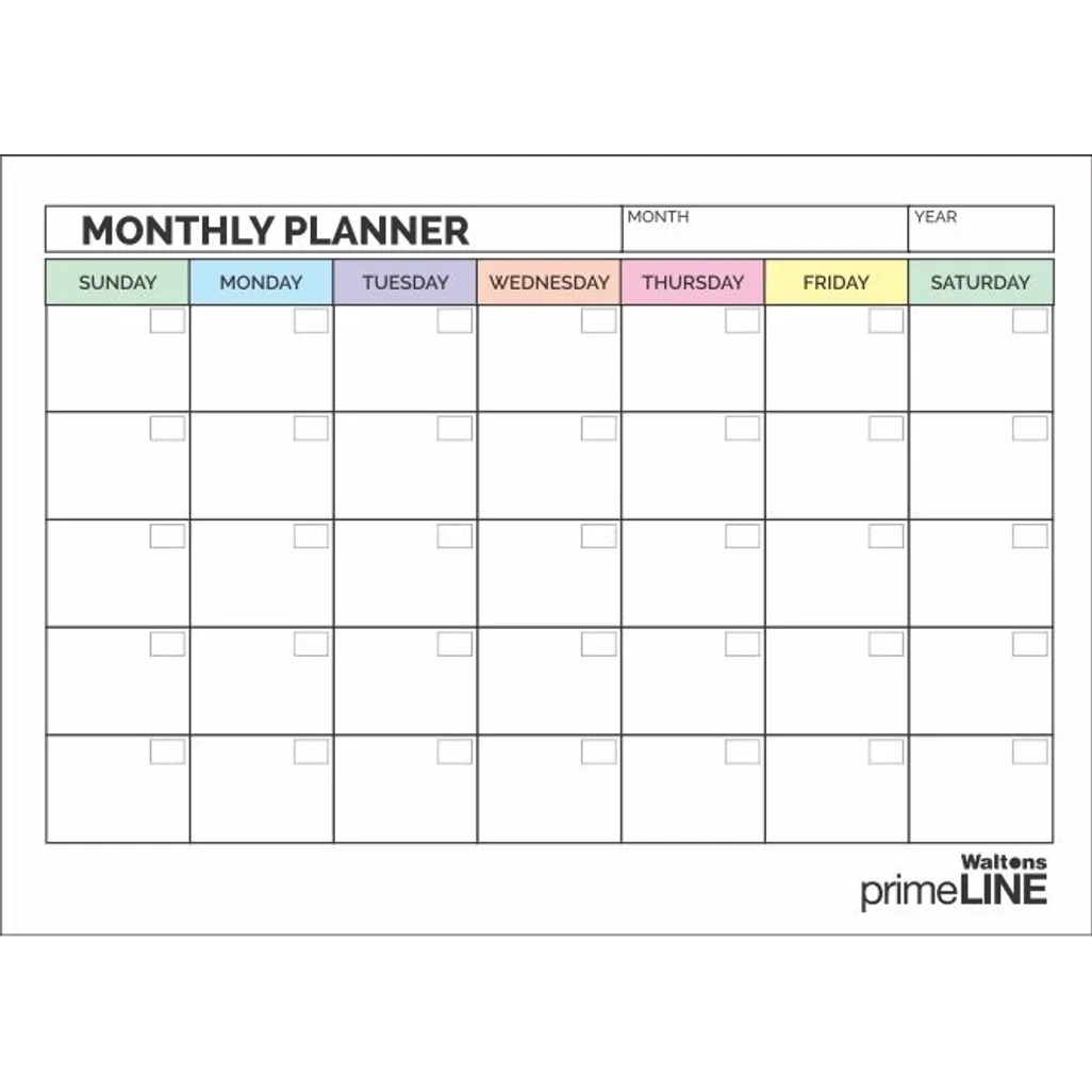 Waltons PrimeLine Monthly Calendar WP64 (Each) Bidvest Waltons