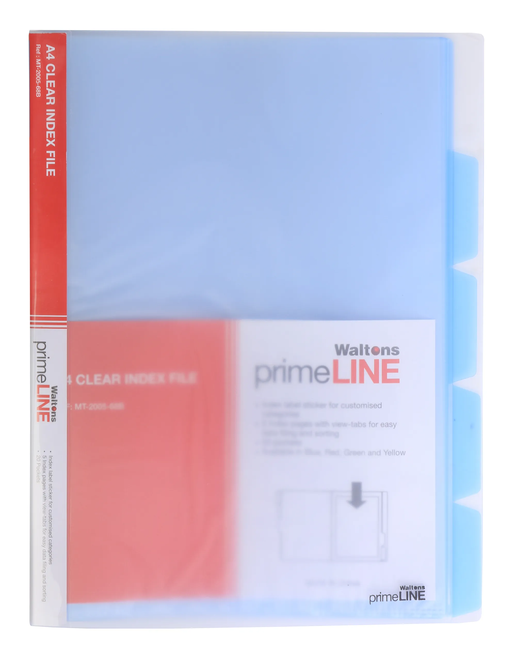 Waltons Primeline Clear Plastic Pocket File With Indices 20 Pockets 5 ...