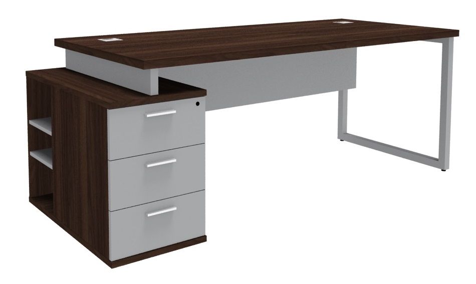 Viking Managerial Desk Including Pedestal Marmara Walnut/Folkstone Grey 721201006 (Each