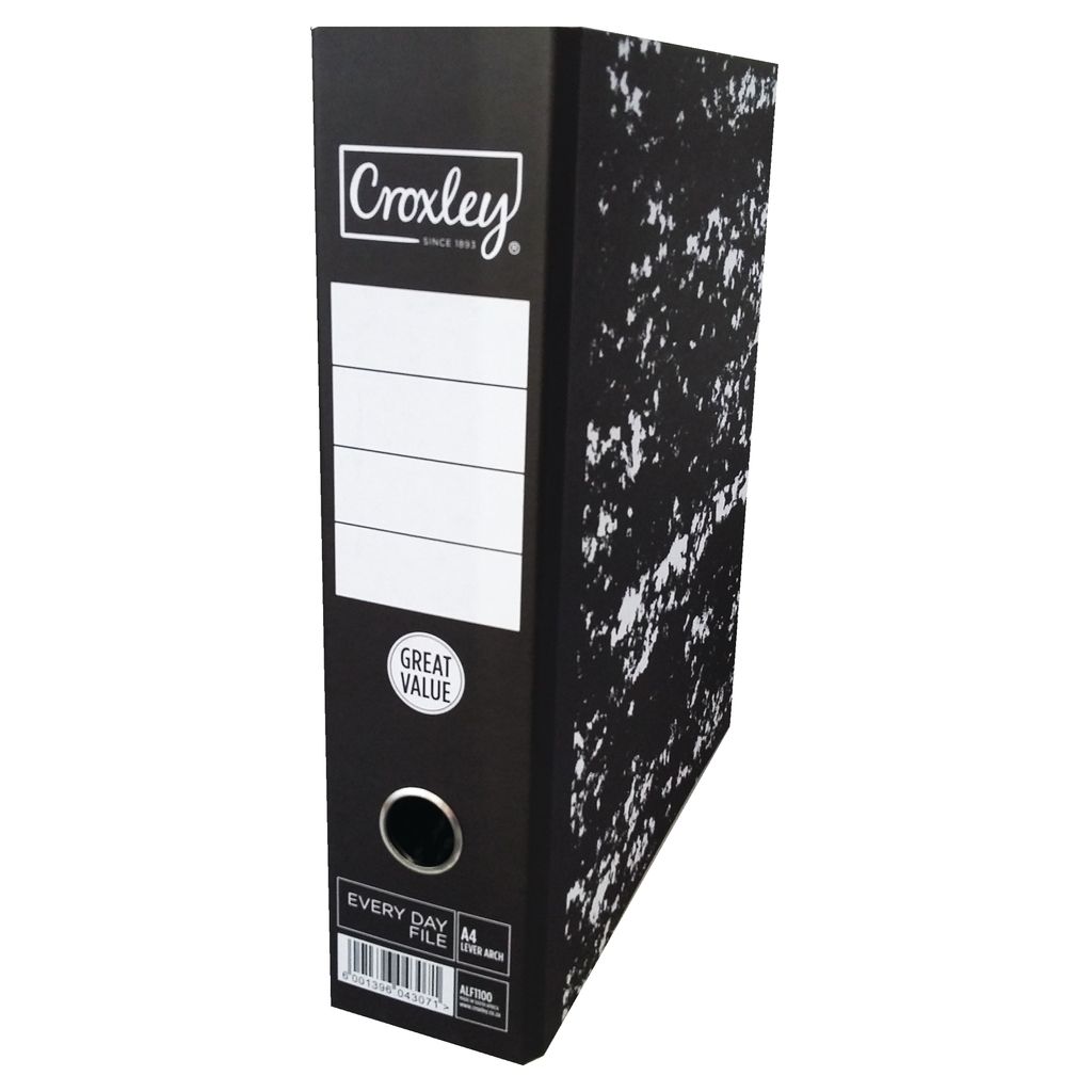 Croxley Everyday Lever Arch Board File Black Mottled Index-No Rado A4 ...