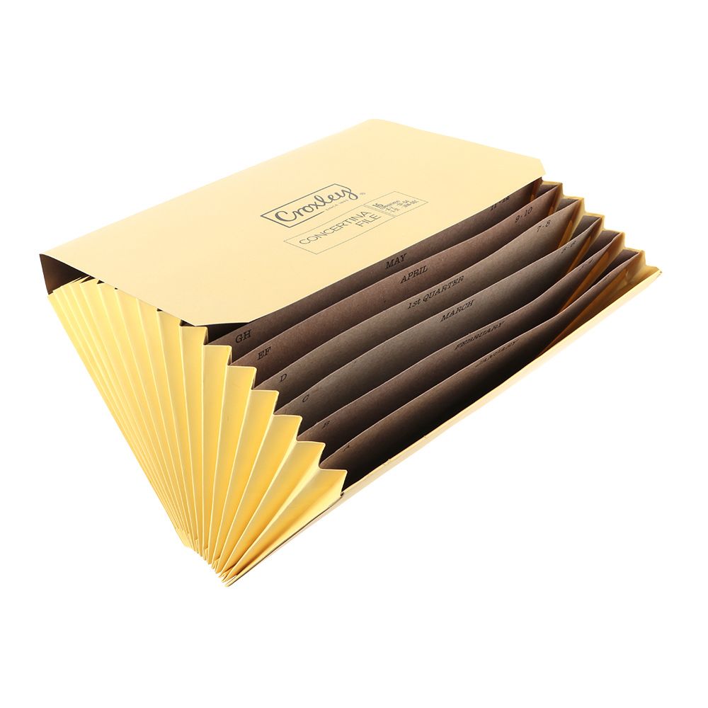 Croxley kraft concertina file foolscap size printed AZ/JanDec 16