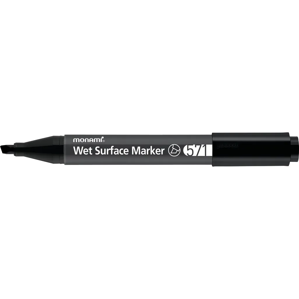 Monami Wet Surface Marker 571 Black 25.2mm Chisel Waterproof (Each