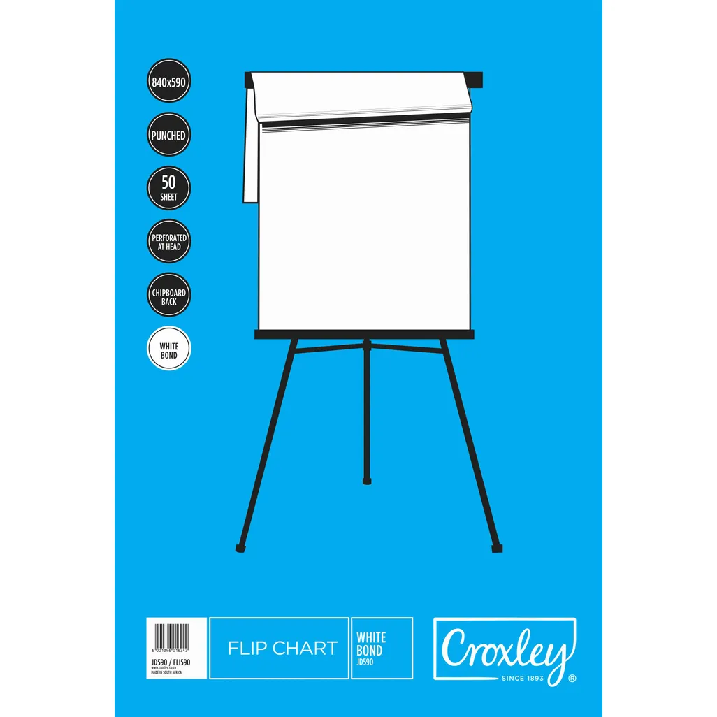 Croxley Flip Chart Pad 50 Sheets White Bond Perforated And Punched Premium