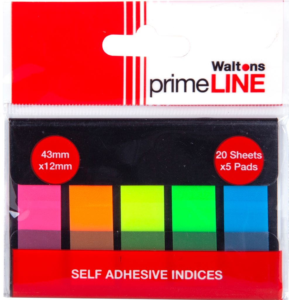 Waltons PrimeLine SelfAdhesive Neon Film Index Dispenser Pack 5 Waltons