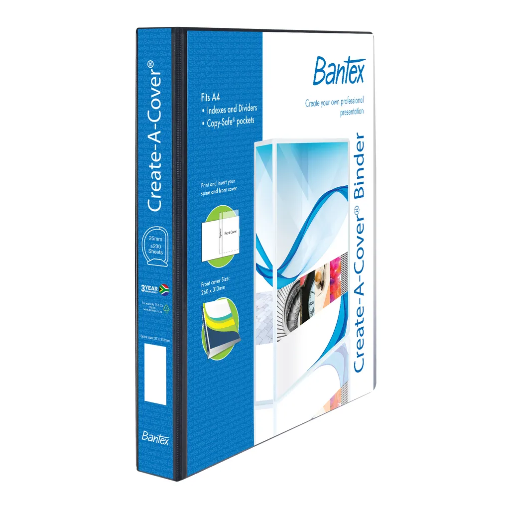 Bantex pvc createacover 2D ringbinder A4 25mm B1222 (Per 1) Waltons