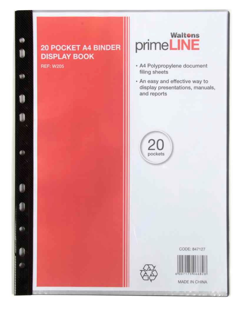 Waltons Primeline Display File 20 Pocket PrePunched Waltons