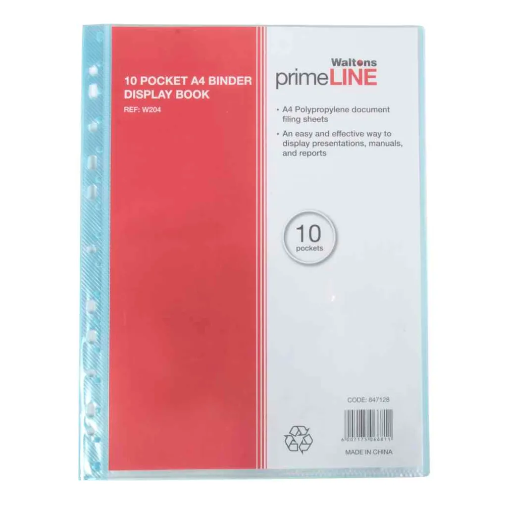 Waltons Primeline Display File 10 Pocket PrePunched Waltons
