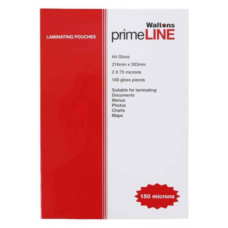 Waltons Primeline Laminating Pouches A4 150 Micron Box Of 100 Bidvest