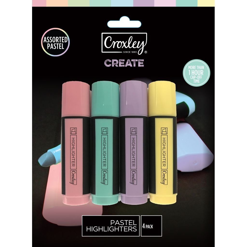 Croxley Create Pastel Highlighters MAR1390 Pack of 4 Waltons