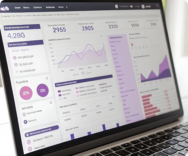 A laptop screen displaying OrderEazi's comprehensive analytics dashboard.